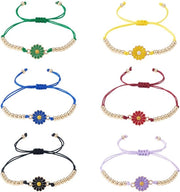 Bracciali Flessibili con Cinturino in Corda - Collane Amichevoli per Fai da Te - 6 Pezzi - Borchia in Ceramica con Fiore di Margherita