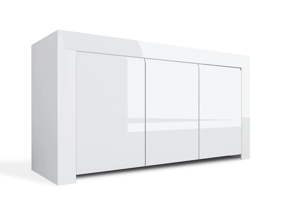 Credenza Mobile da Salotto 3 Porte 162x50x82cm TFT  Amber Bianco Lucido