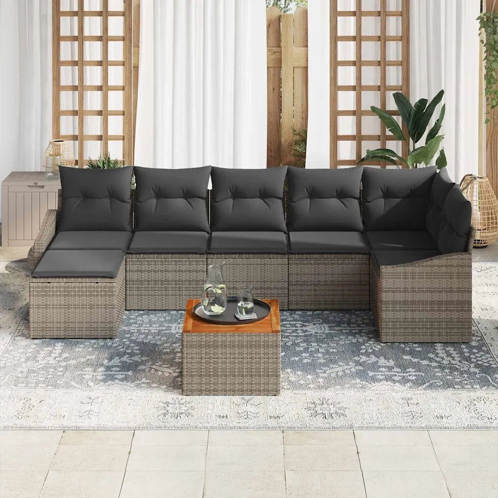 Set Divano da Giardino 8 pcs Grigio polyrattan 3356529