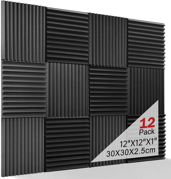Gel di assorbimento del suono - acustico per ufficio e studio - 12 pezzi - nero - 30x30 cm