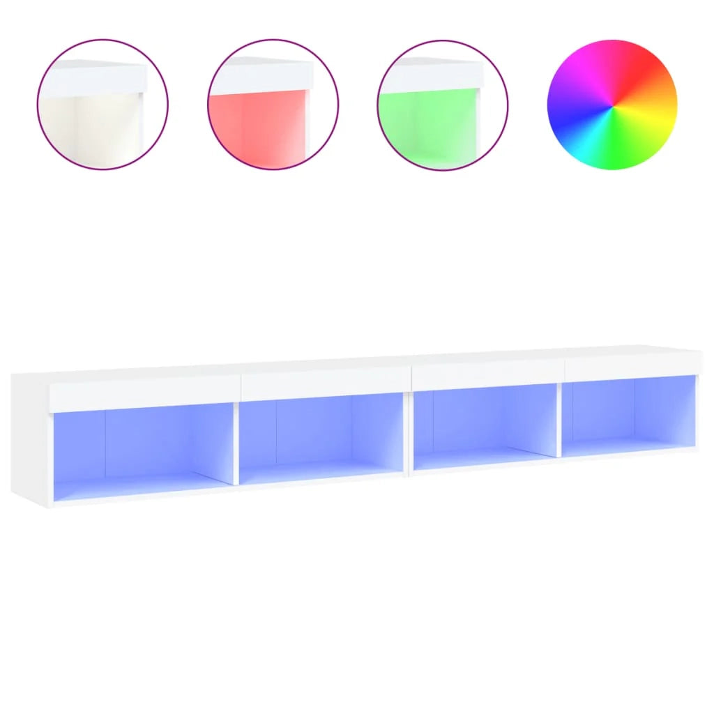 Mobile TV multimediale mensola TV credenza mobile TV per sala da pranzo soggiorno camera da letto con luci LED 2 pezzi 100 x 30 x 30 cm bianco 02_0028828