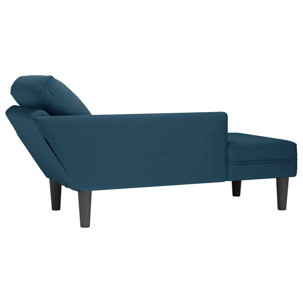 Sdraio con Cuscino e Bracciolo Destro in Velluto Blu 4009806