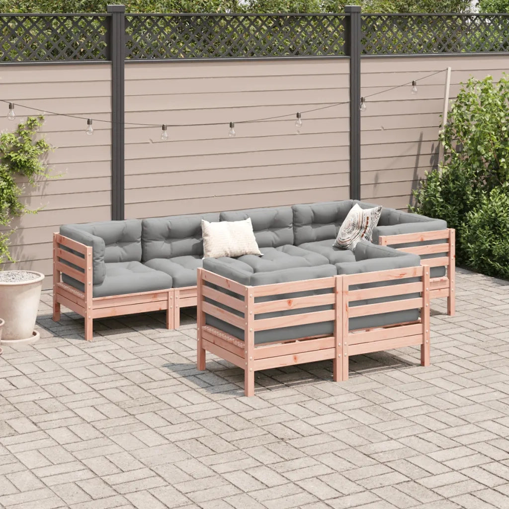 Set Divani Giardino 7 pz Cuscini Legno Massello Abete Douglas