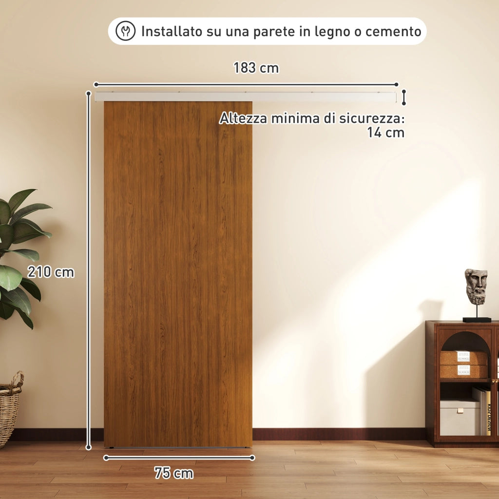 Armadio Scorrevole ¨C Minimal ¨C Effetto Legno Marrone 75x210cm