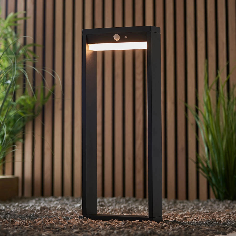 Paletto solare giardino 50cm con sensore PIR nero LED