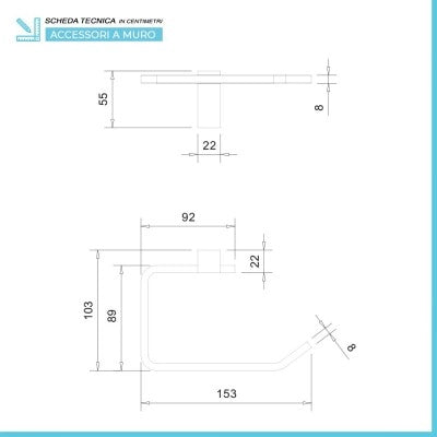 Set accessori a muro 5 pezzi in acciaio cromato e viti incluse  Unica