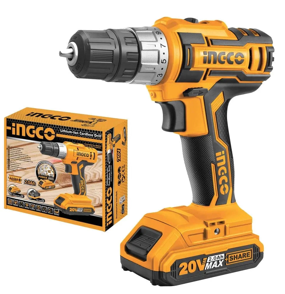 Trapano avvitatore con batteria litio 20v e caricabatteria ingco p20s