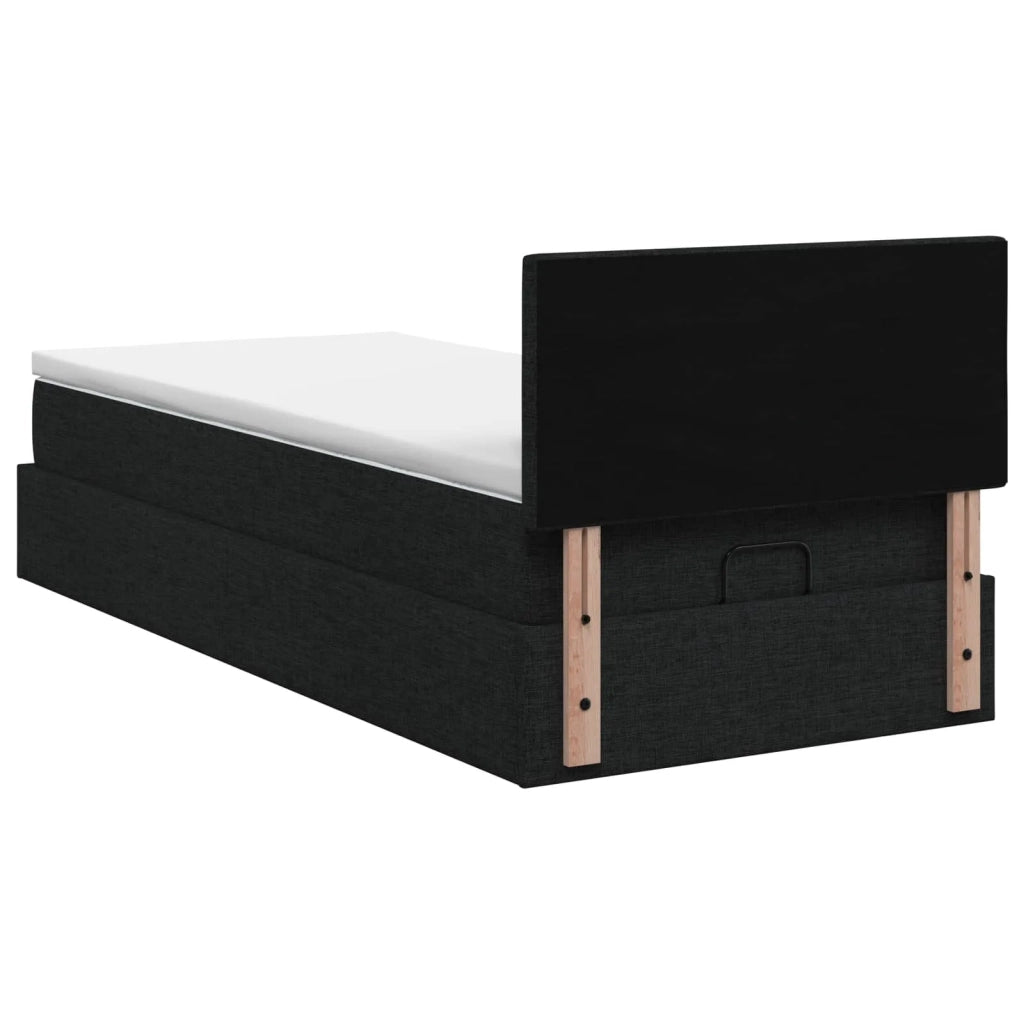 Letto Ottomano con Materasso e LED Nero 80 x 200 cm Tessuto 3456865
