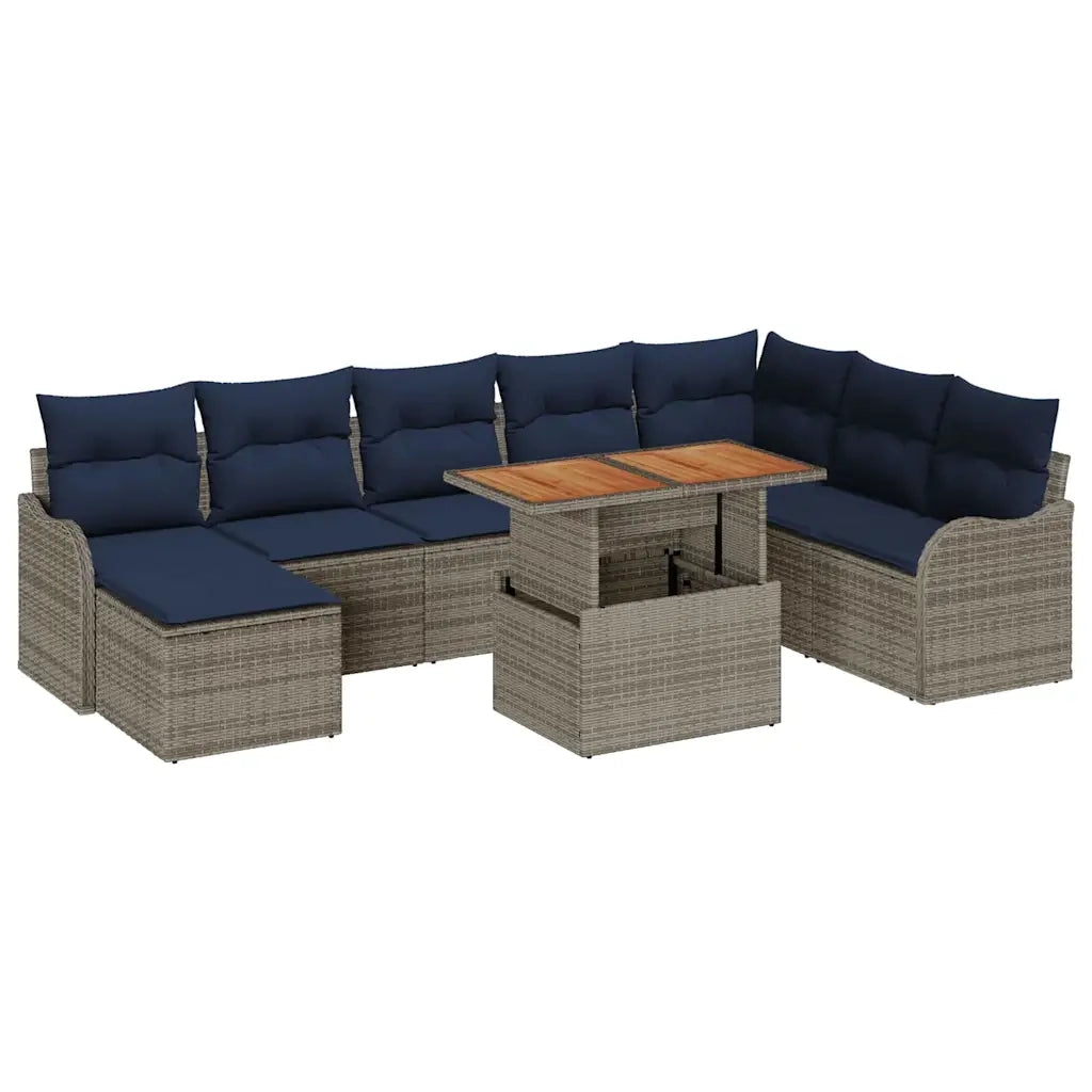 Set Divano da Giardino 9 pz grigio e blu navy 3349499