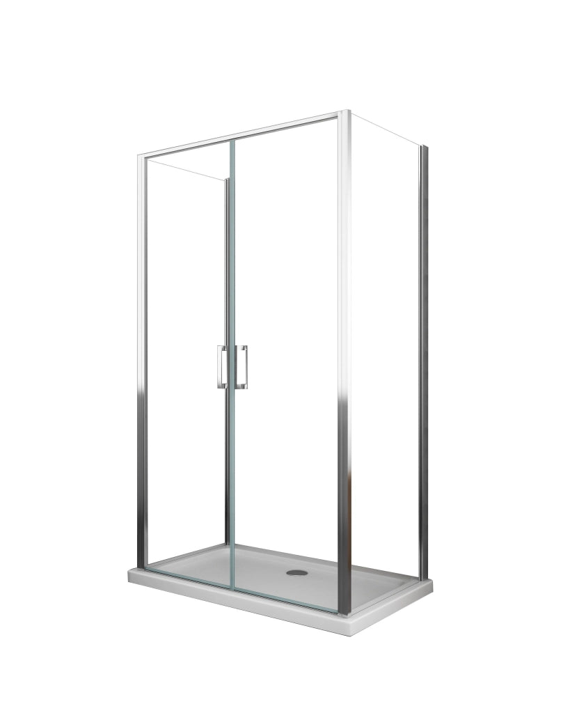 Porta battente Saloon  + 2 lati fissi box doccia 6 mm cromo 2 FISSE 97,5-100 + SALOON 77-80
