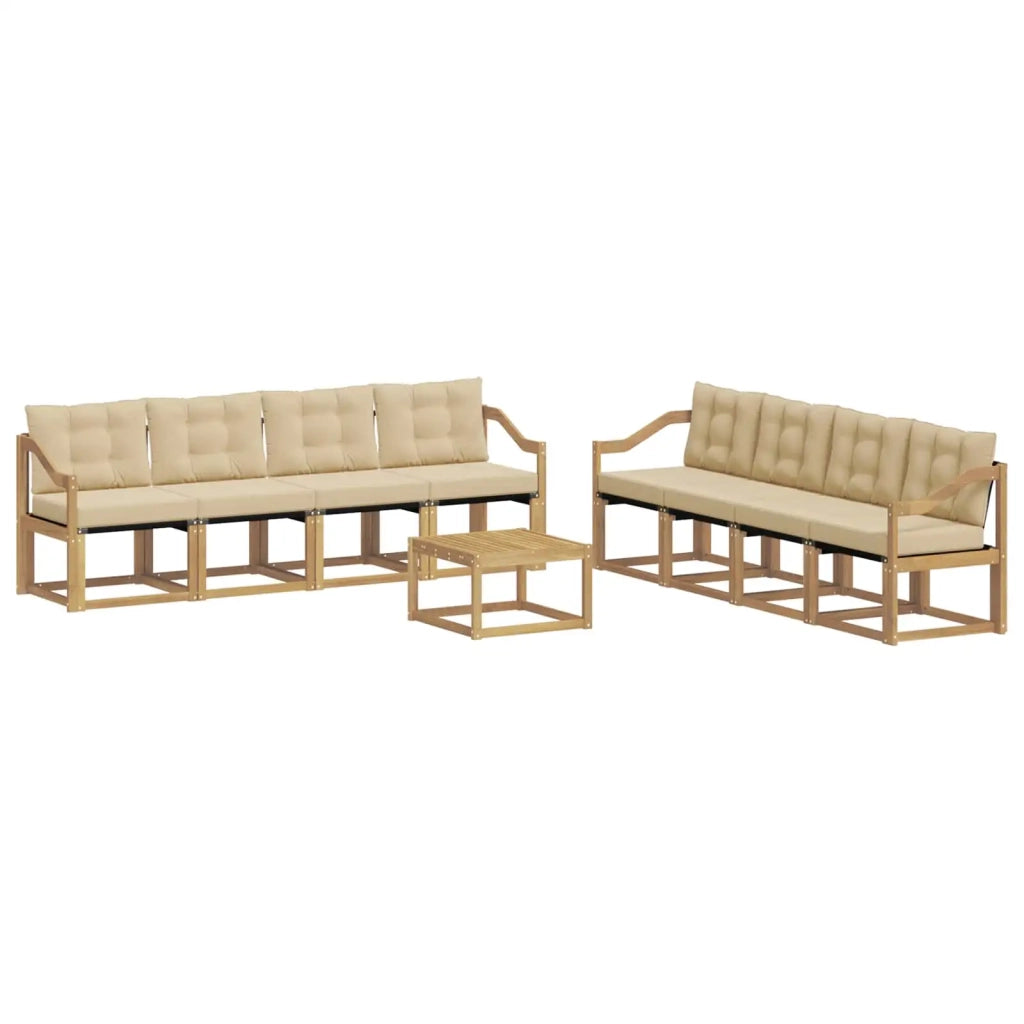 Set di divani da esterno 9 pz Bianco e Beige 3389343