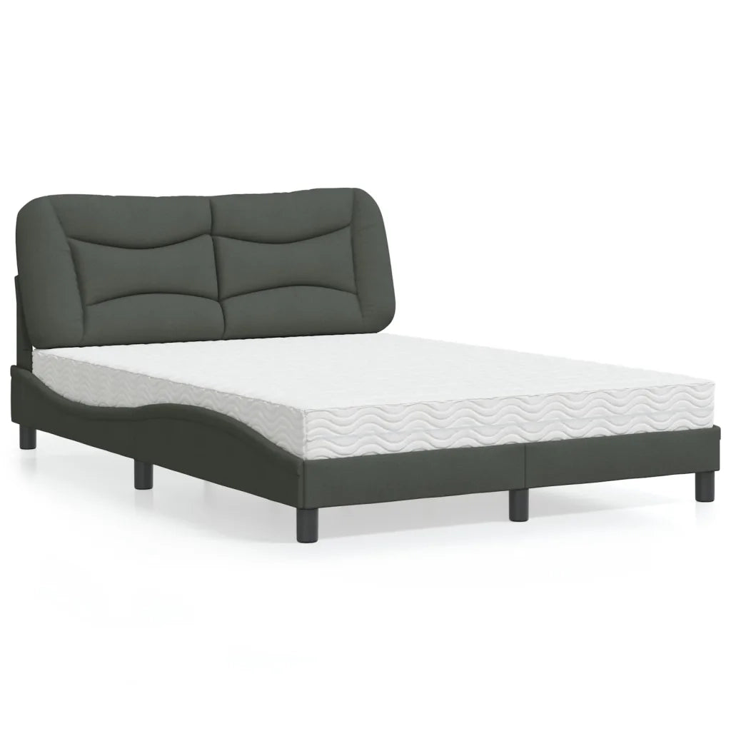 Letto con Materasso Hvar Grigio Scuro 140x190 cm Tessuto