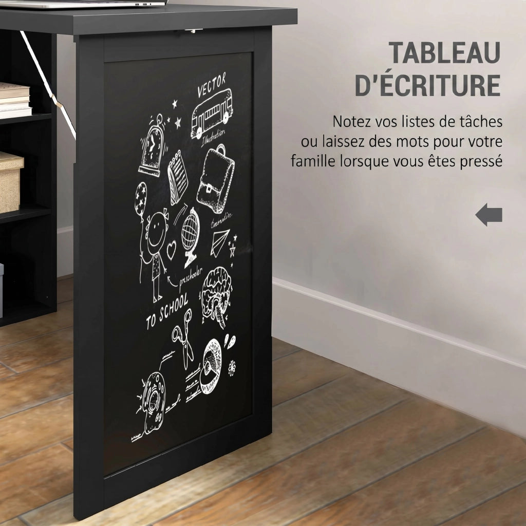 Scrivania con libreria, ripiani regolabili e lavagna ¨C Minimal ¨C 98x51x153cm, nero