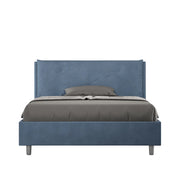 BS COM Letto matrimoniale francese contenitore imbottito 140x210 microfibra blu Large