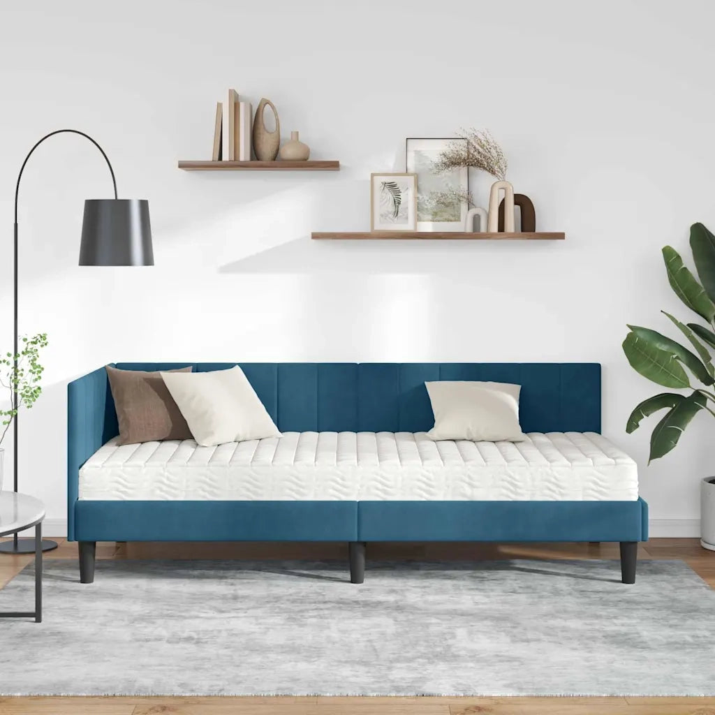 Struttura Letto Angolare con Materasso 2 pcs Blu Velluto 3393877