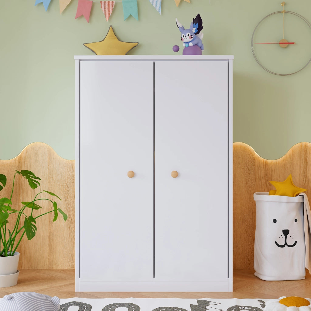 Armadio a 2 Ante con Appendiabiti ¨C MINIMAL ¨C Bianco, MDF, Camera da Letto