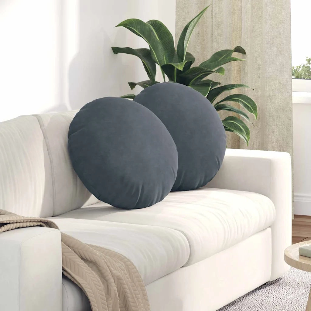 Cuscini per Seduta 2 pcs Grigio scuro Ø50 x 19 cm Velluto 42014175