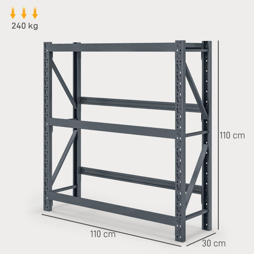 Scaffale per bevande 3 livelli ¨C Xylo ¨C 6 casse, ripiani regolabili, 110x30x110 cm, grigio