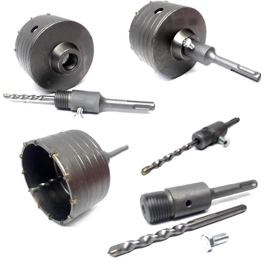 Trade Shop - Fresa Carotatrice A Tazza Per Muro Da 30mm A 130mm + Asta Da 11 Cm Sds Plus -       80 Mm