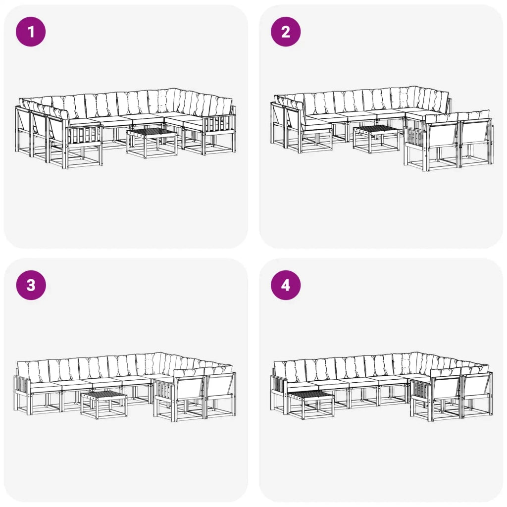 Set di divani da esterno con cuscino 10 pcs Bianco e Crema 3389880
