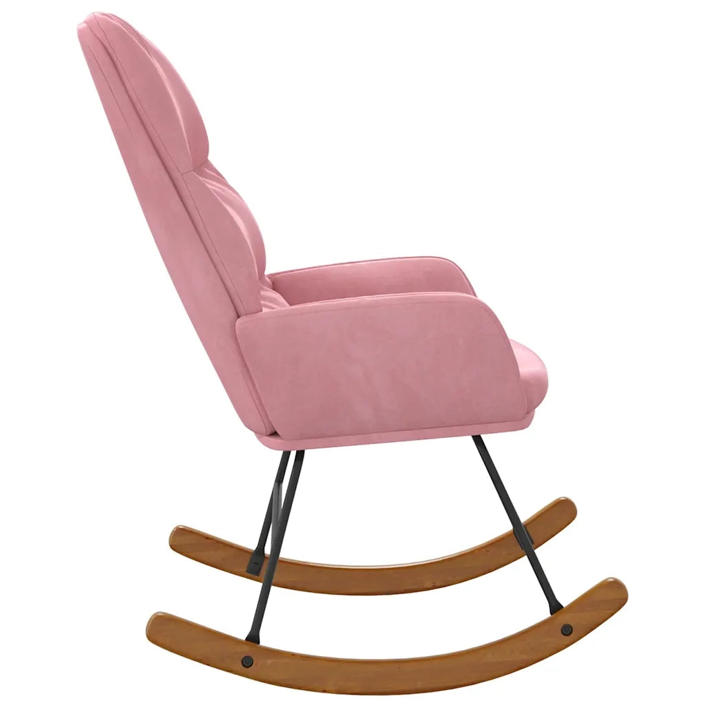 Sedia a Dondolo Rosa in Velluto 4102625