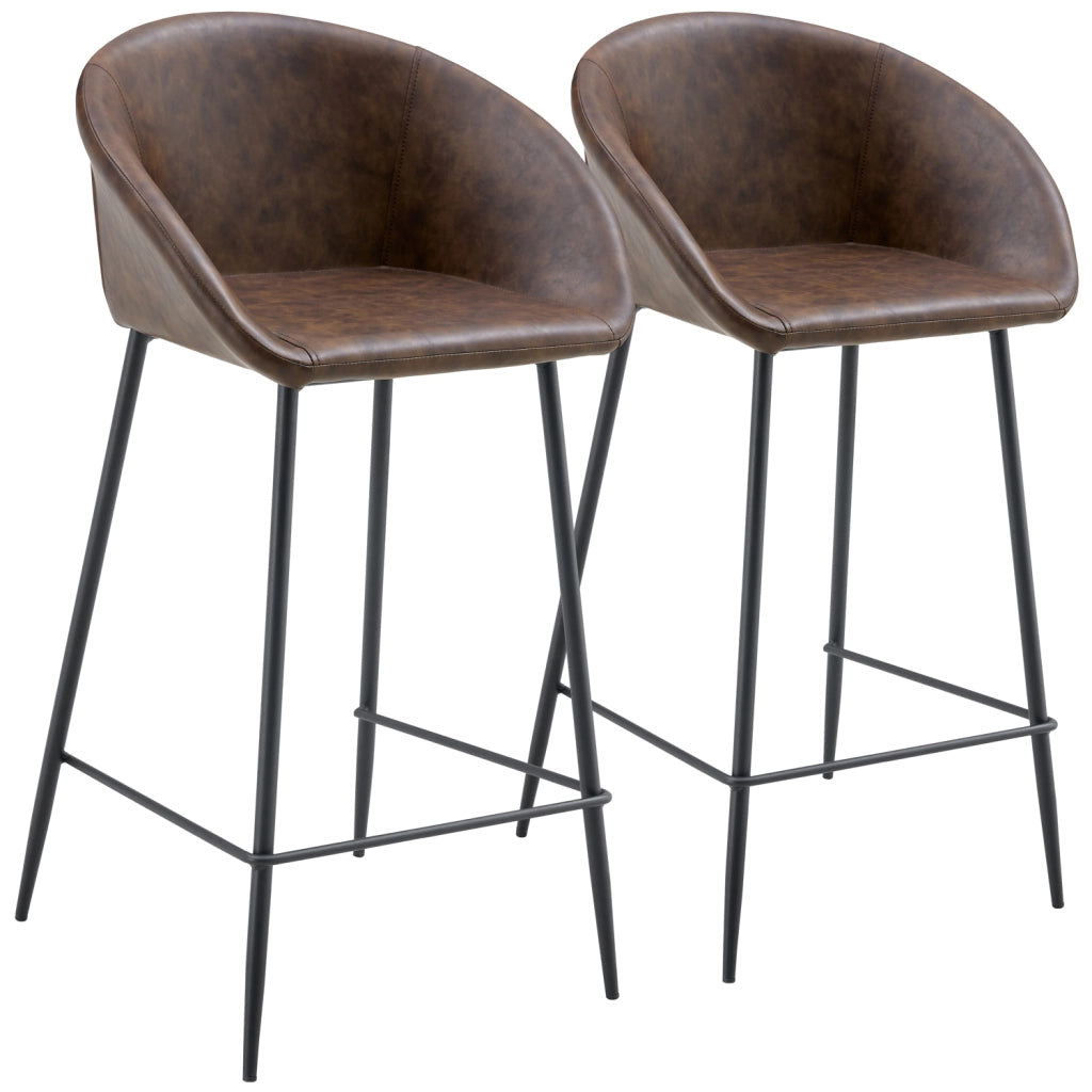Set di 2 sgabelli da bar ACHILLE in similpelle marrone