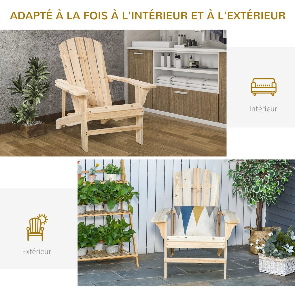 Poltrona Adirondack da Giardino ¨C Xylo ¨C Legno Massello Abete Naturale 78x89x88 cm