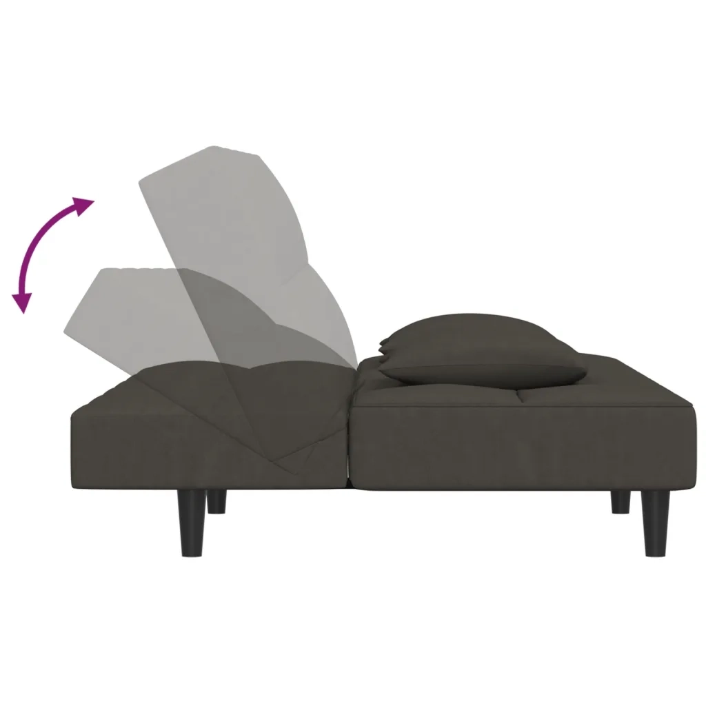 Divano letto | Sof¨¤ letto | Letto singolo a 2 Posti con 2 Cuscini Grigio Scuro in Velluto