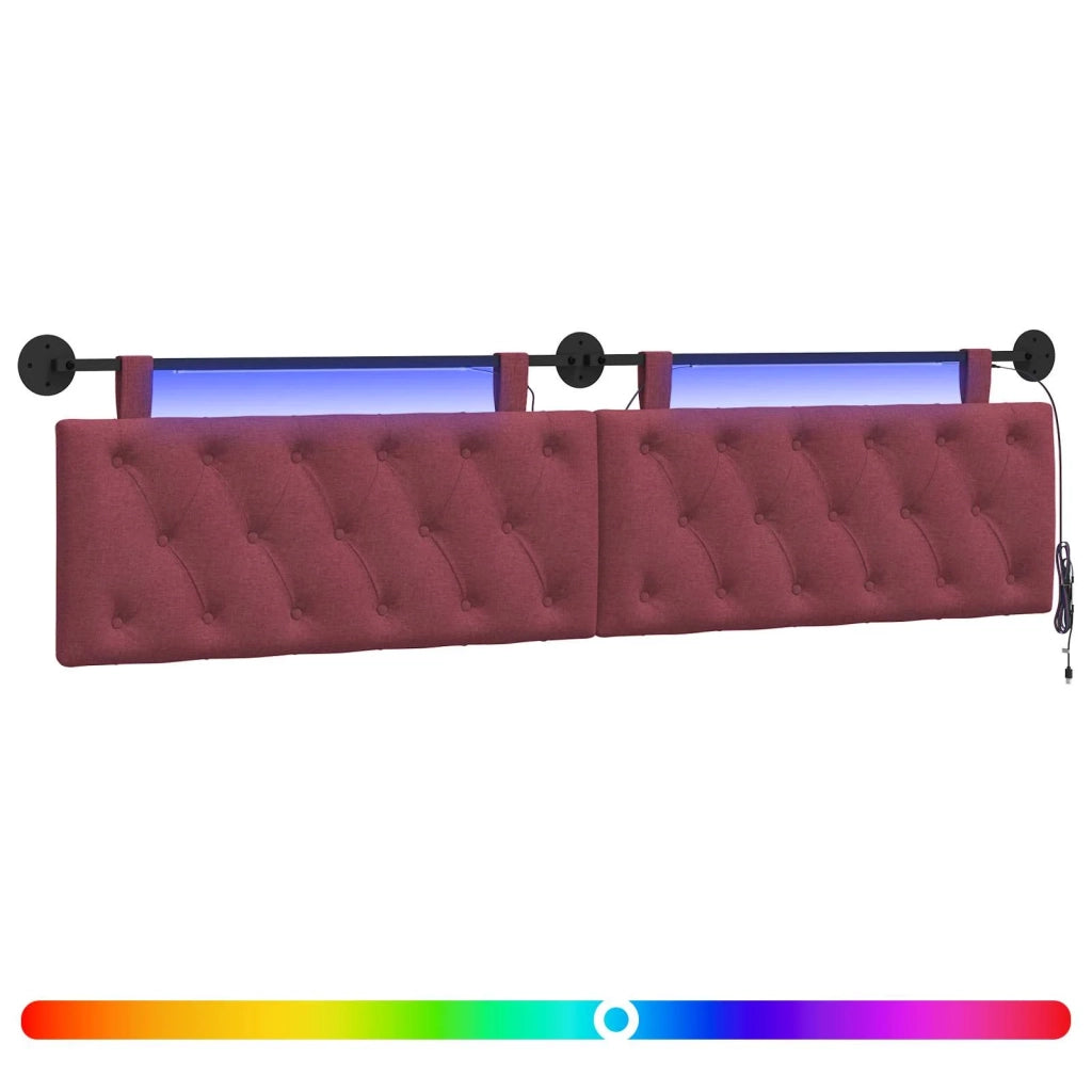 Testiera sospesa Con luce LED Rosso Vino Tessuto 3424712