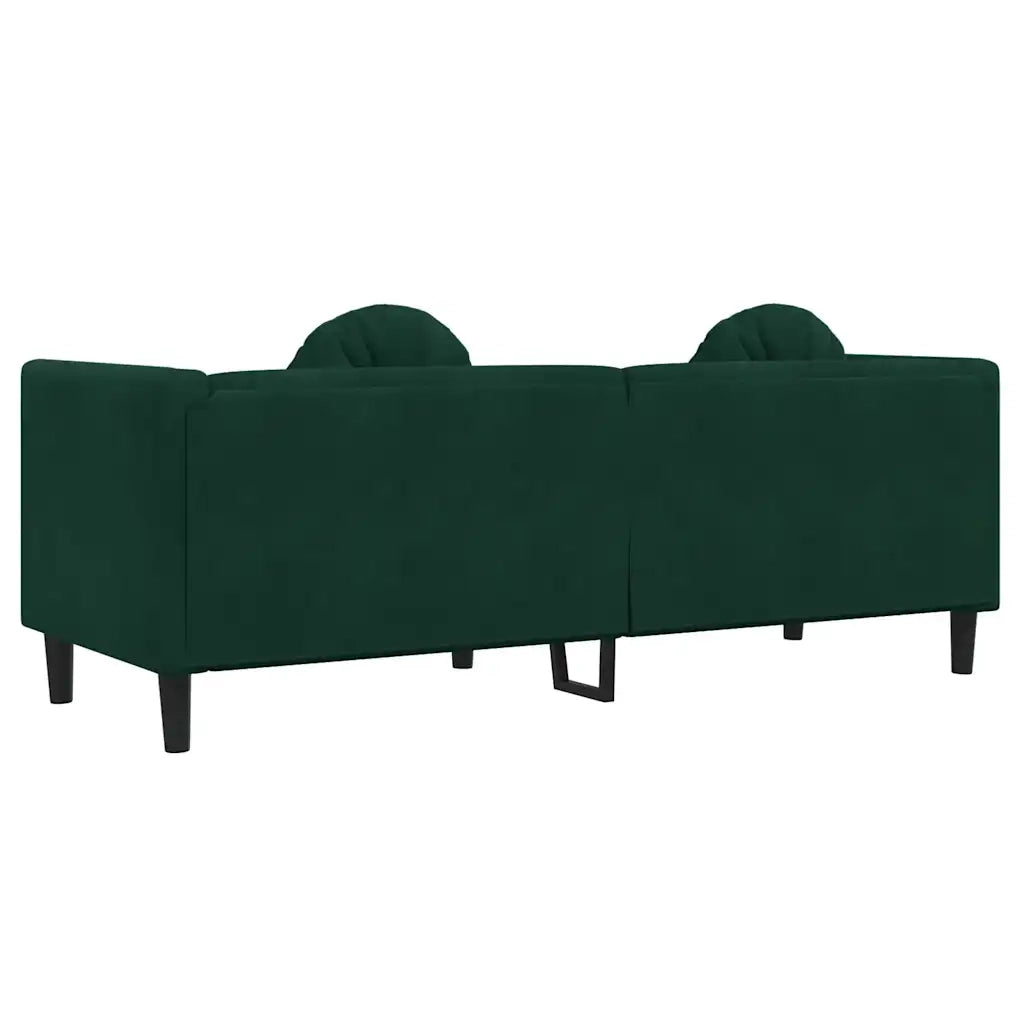 Divano a 3 Posti con Cuscini-Sofa 3 Posti con Cuscini Verde Scuro in Velluto