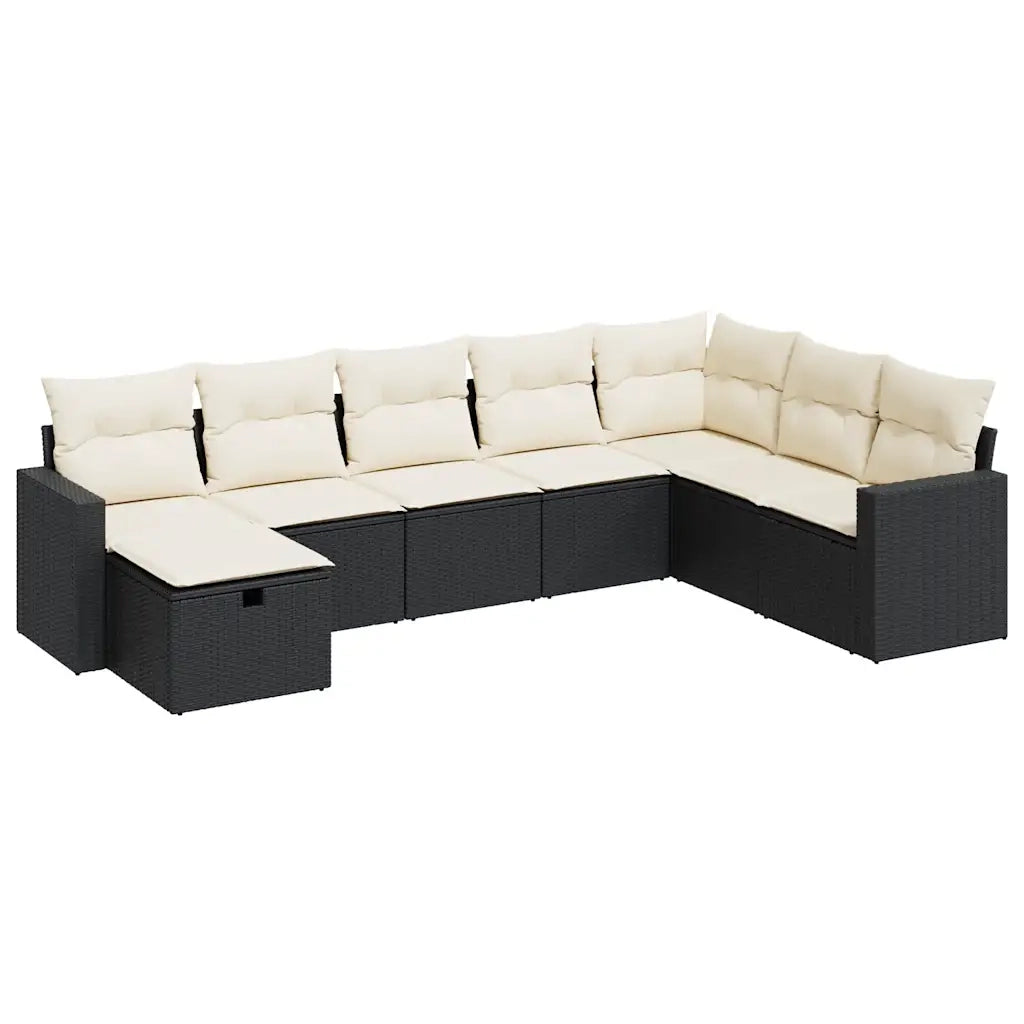 Set Divani da Giardino con Cuscini 8 pz Nero in Polyrattan 3325432