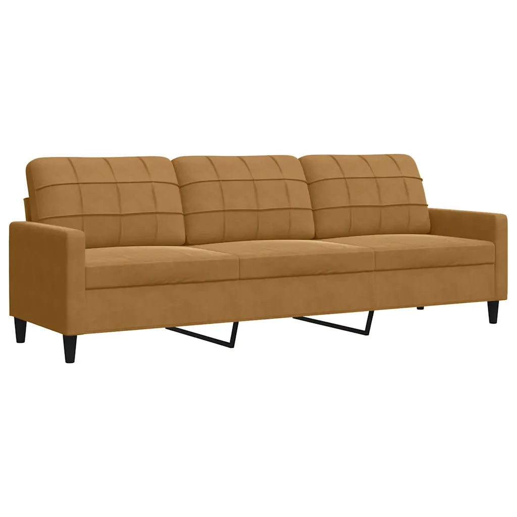 Divano a 3 Posti-Sofa 3 Posti Marrone 210 cm in Velluto