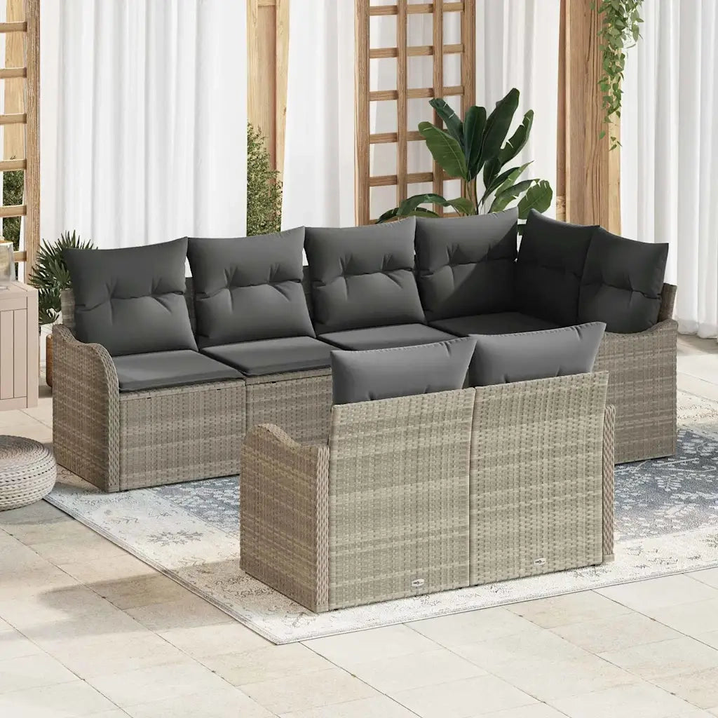 Set Divano da Giardino Grigio chiaro polyrattan