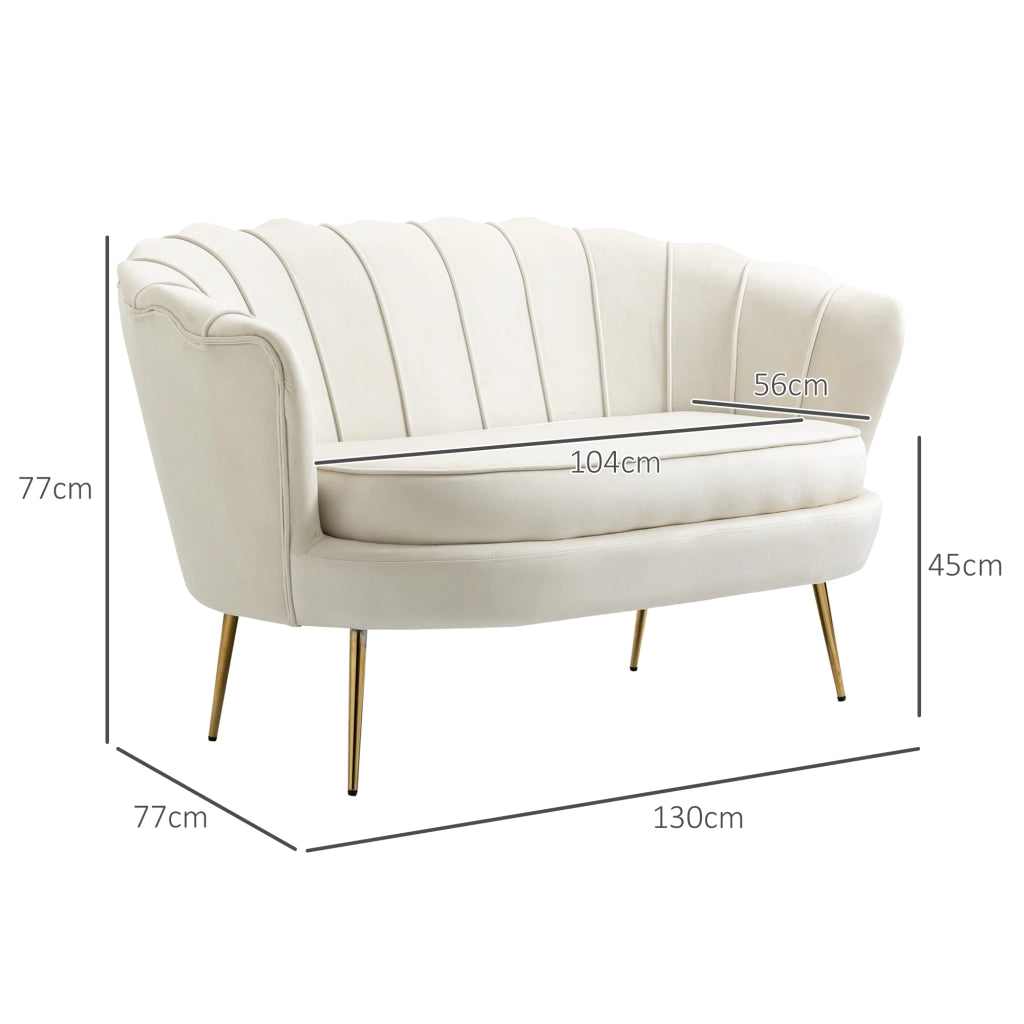 Divano 2 posti in velluto ¨C Minimal ¨C crema