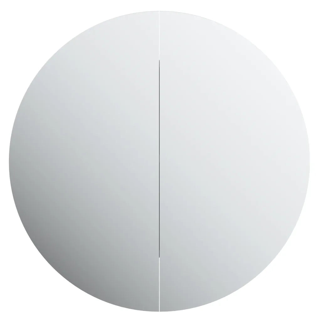 Armadio da Bagno | Mobile da Bagno con Specchio Rotondo e LED Nero 47x47x17,5 cm