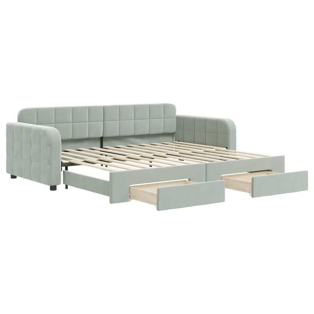 Divano Letto Estraibile Cassetti Grigio Chiaro 90x200cm Velluto 3196977