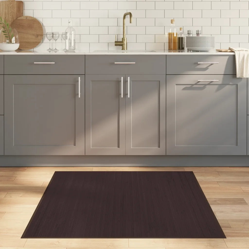 Tappeto Quadrato Marrone Scuro 100x100 cm in Bambù 376941