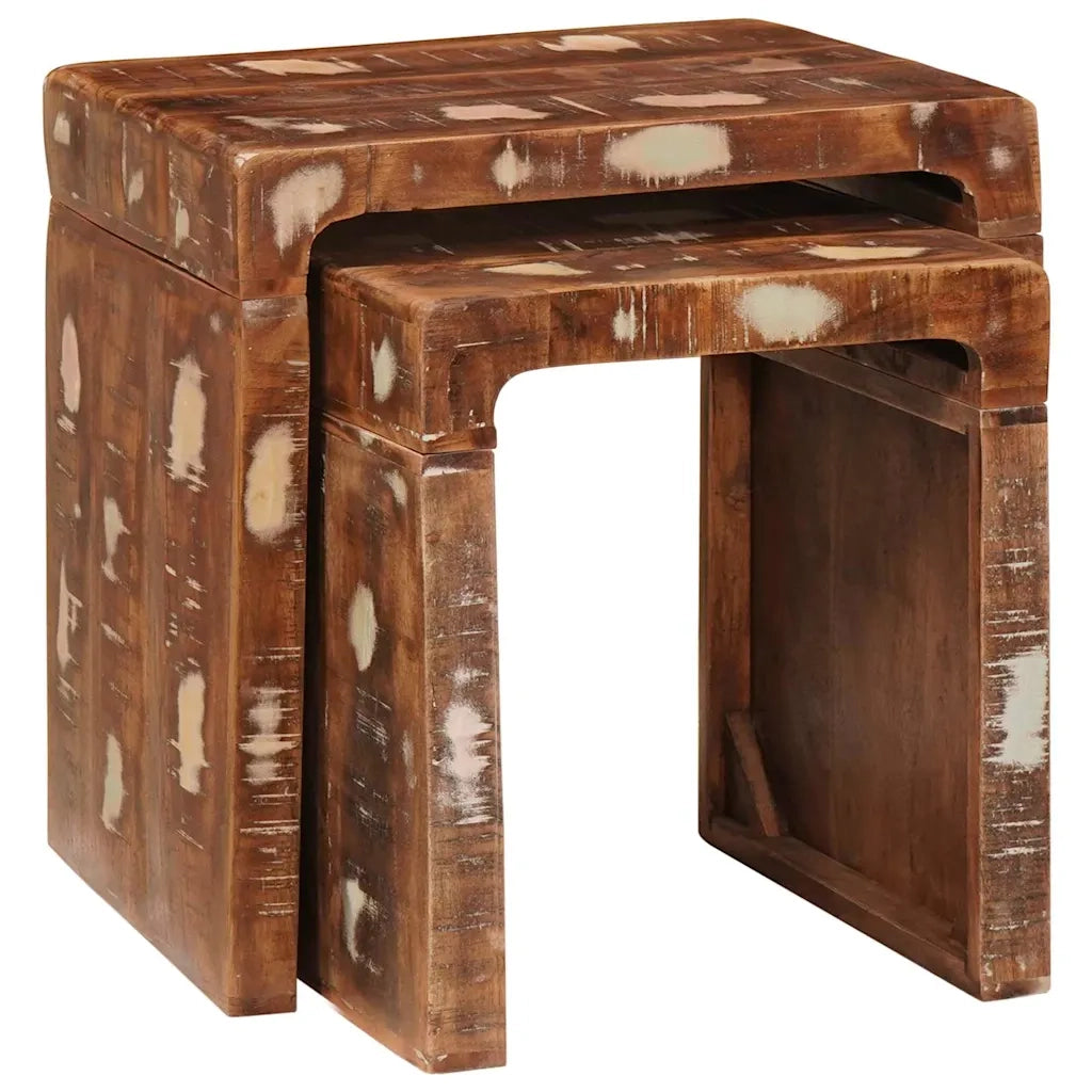 Tavoli da annidamento 2 pcs Marrone Legno Recuperato Massello 4104560