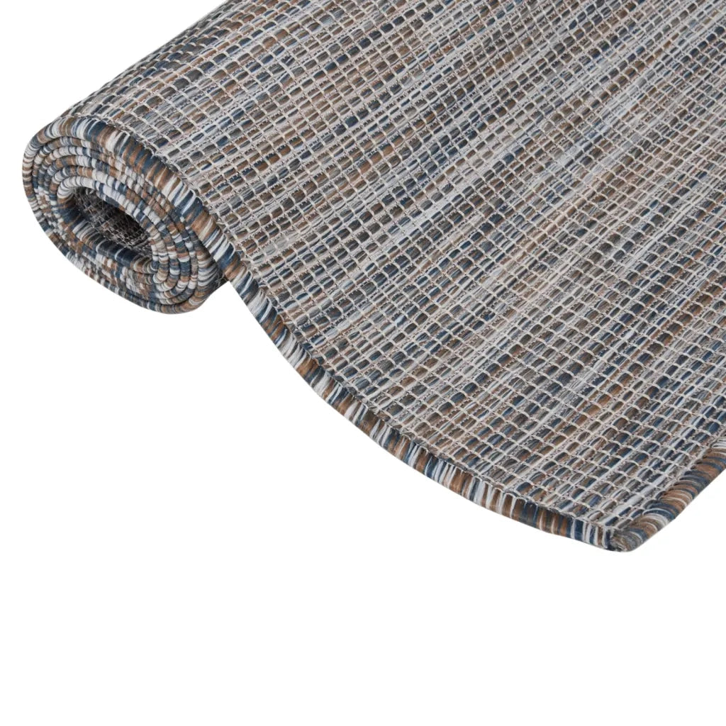 Tappeto da Esterni a Tessitura Piatta 120x170 cm Marrone e blu