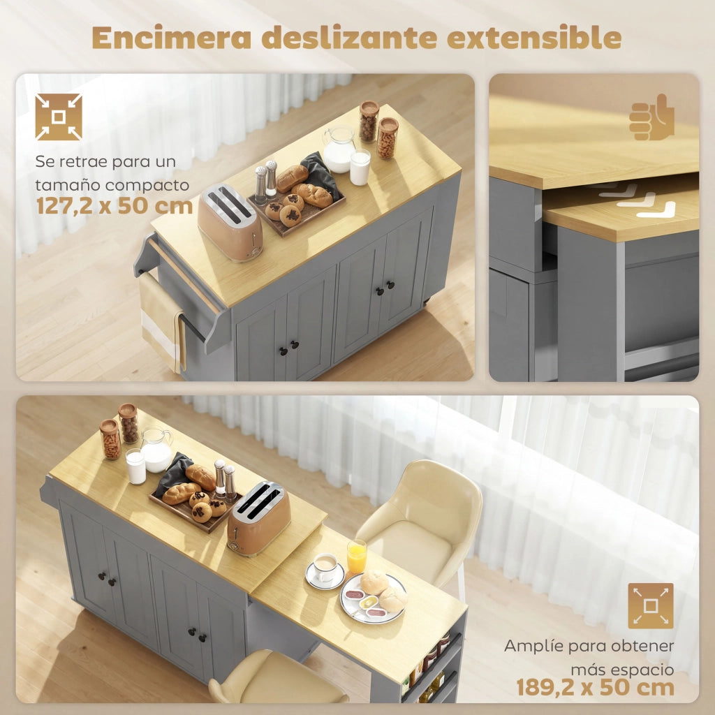 Isola Cucina con Ruote ¨C Minimal ¨C Grigio