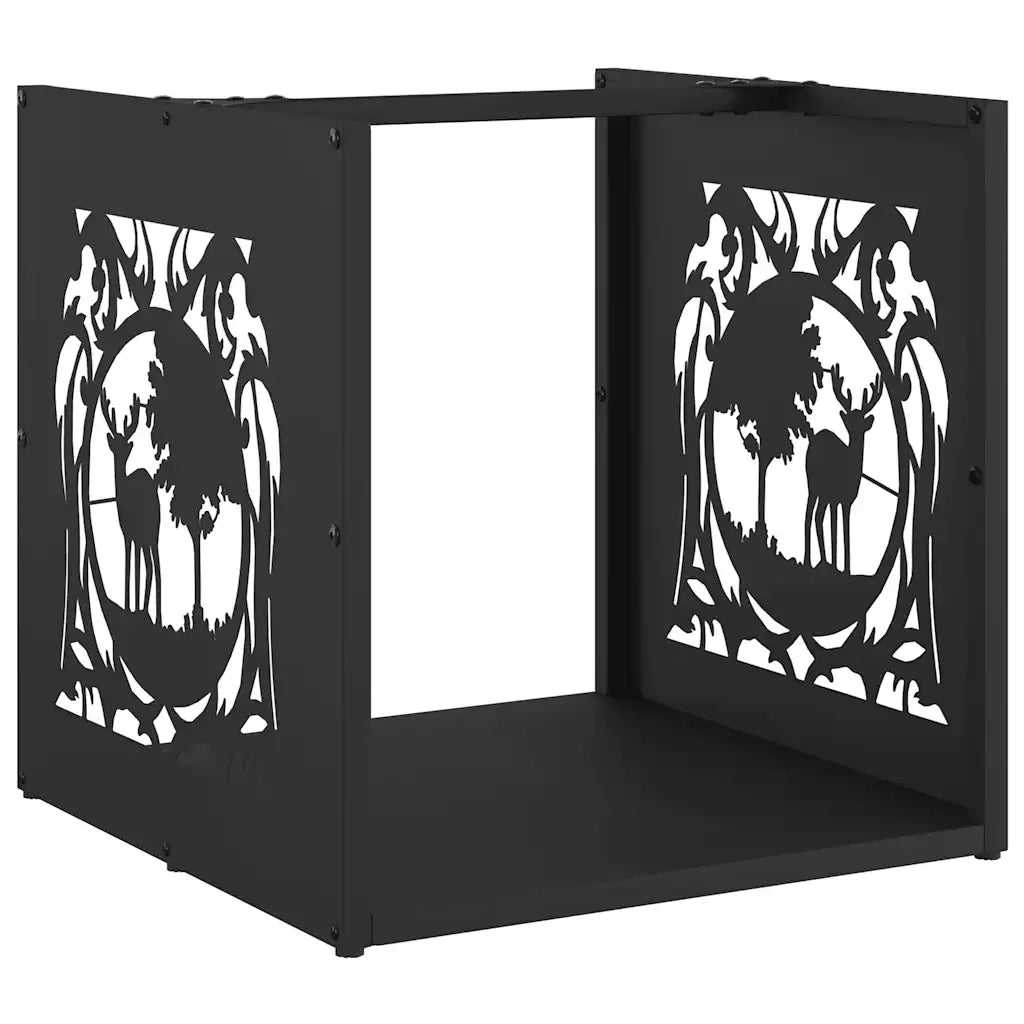 Rastrelliera per Legna da Ardere Nera 40x40x40 cm 864249