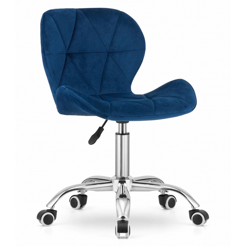 Sedia da ufficio rotante Avola in velluto blu navy