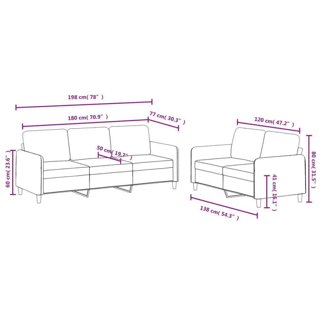 Set di Divani 2 pz Rosa in Velluto