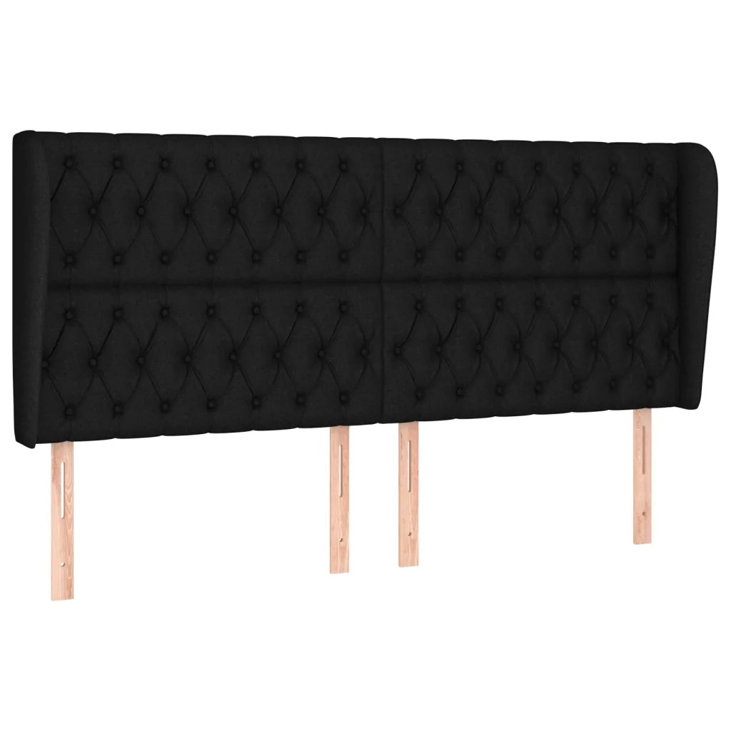 Testiera | Testata ad Orecchio Nera 183x23x118/128 cm in Tessuto