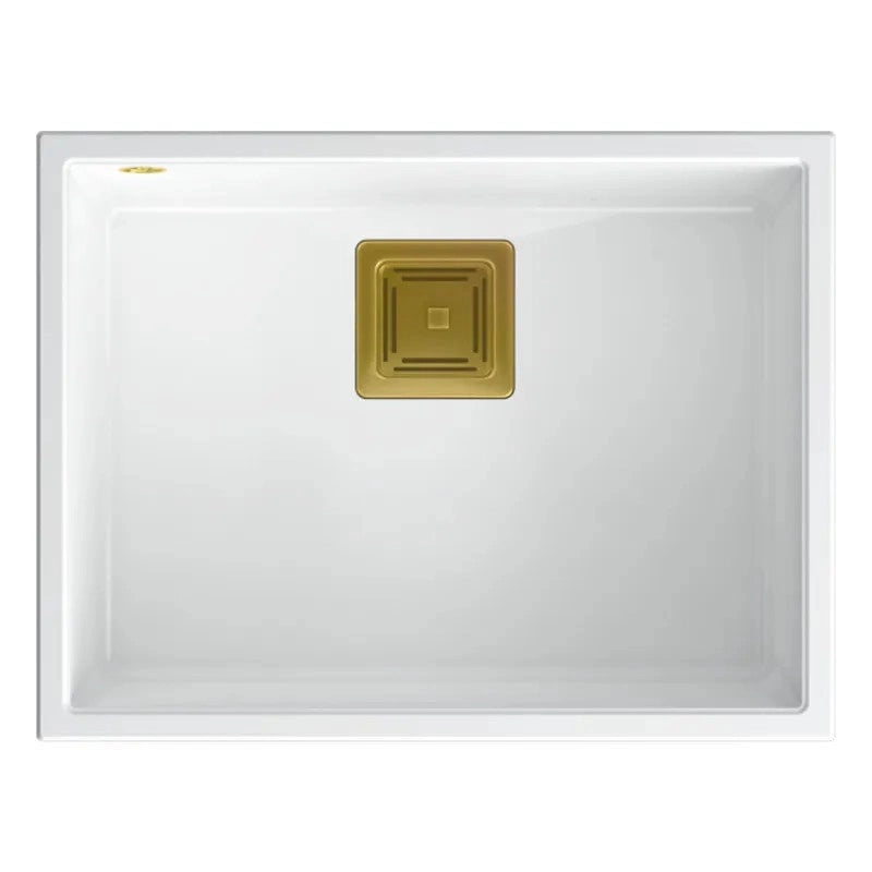 Lavello In Granito David 50 White Tappo rame spazzolato
