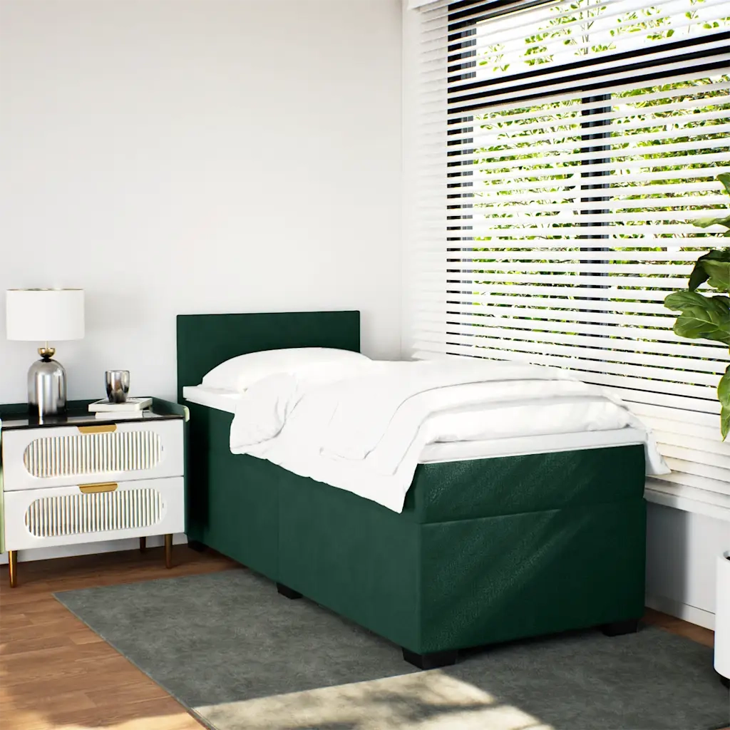 Giroletto a Molle con Materasso Verde Scuro 90x200 cm Velluto 3288507