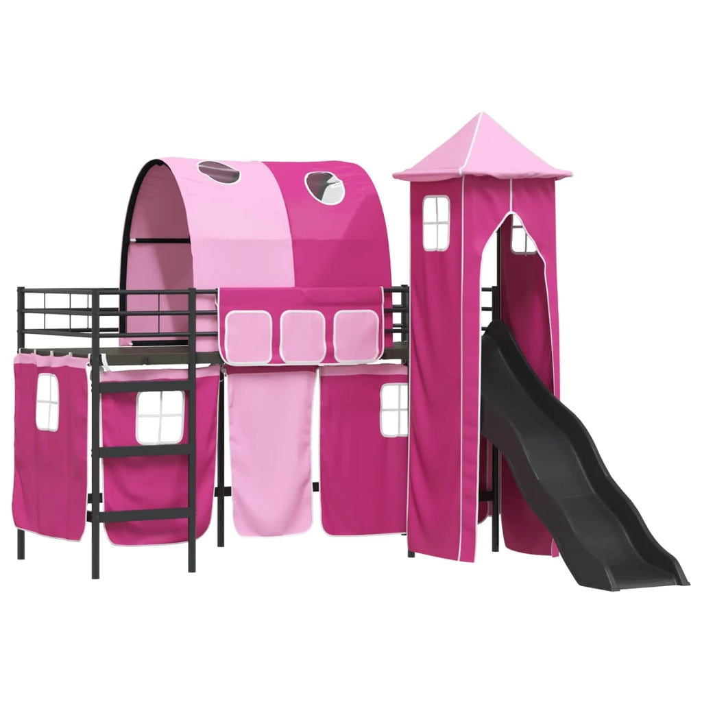 Struttura del letto loft per bambini Nero e rosa 90 x 190 cm