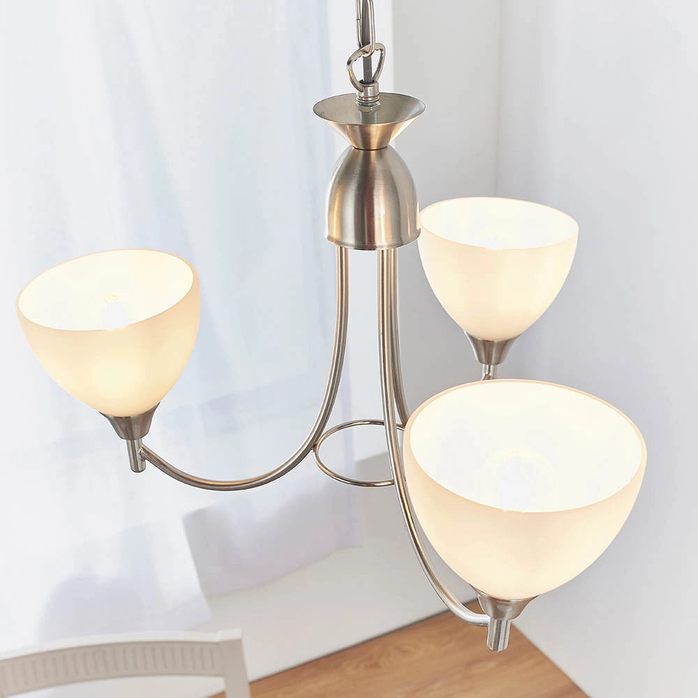 Sospensione classica Alton cromo satinato opalina 3xE14