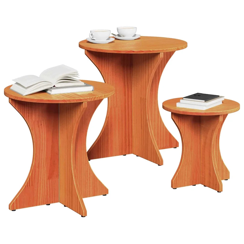 Tavolino da salotto 3 pcs Marrone cerato 873570
