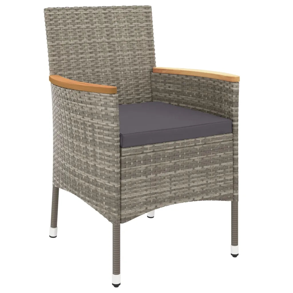Set da Pranzo da Giardino 5 pz con Cuscini in Polyrattan Grigio 3187366